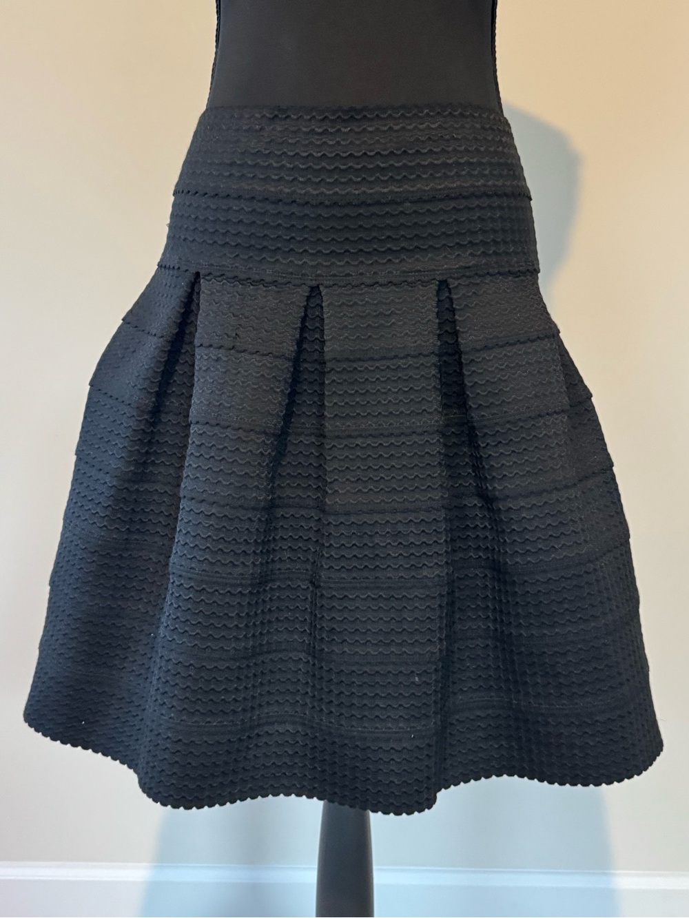 Girls From Savoy Anthropologie Black Textured Pleated Skater Skirt XS/S